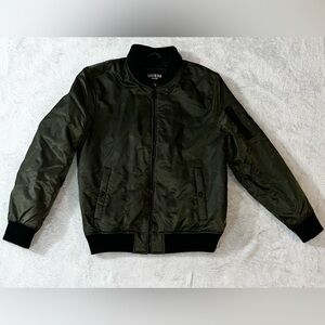 Guess Men’s Medium Casual Bomber Jacket Army Green Full Zip EUC